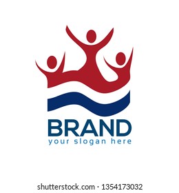 Dutch flag and people stock logo template. flat design