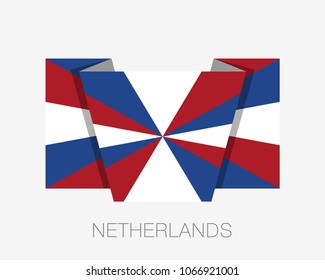 Dutch Flag The Prinsengeus. Flat Icon Waving Flag with Country Name on a White Background