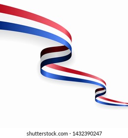 Dutch flag wavy abstract background. Vector illustration.