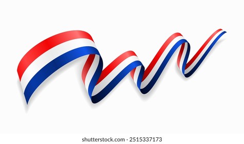 Dutch flag wavy abstract background. Vector illustration.