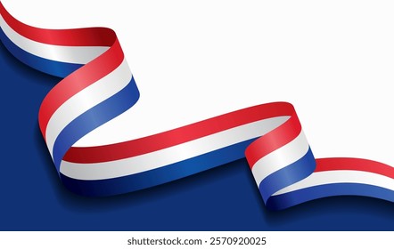 Dutch flag wavy abstract background. Vector illustration.