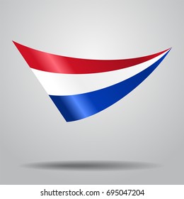 Dutch flag wavy abstract background. Vector illustration.