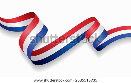 Dutch flag wavy abstract background. Vector illustration.