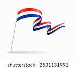 Dutch flag wavy background layout. Vector illustration.