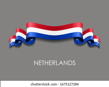 Fondo de cinta ondulada de bandera holandesa. Ilustración vectorial.