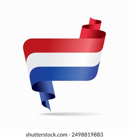 Dutch flag wavy ribbon background. Vector illustration.