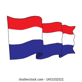 dutch flag, white background vector illustration
