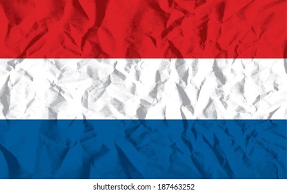 Dutch flag with wrinkled paper vector illustration.