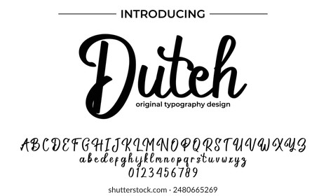 Dutch Font Stylish brush painted an uppercase vector letters, alphabet, typeface