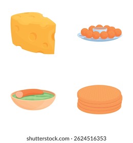 Dutch food icons set cartoon vector. Various dutch cuisine. Traditional product