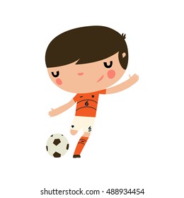 dutch football player boy. cute cartoon character.