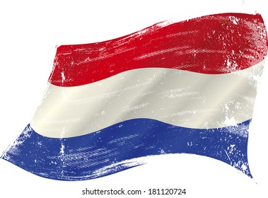 Dutch Grunge Flag. A Grunge Flag Of Holland In The Wind For You