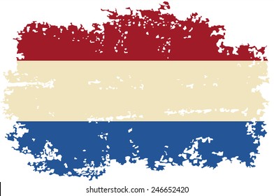 Dutch grunge flag. Vector illustration. Grunge effect can be cleaned easily.