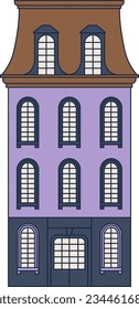 Dutch House. Cute Residential building. Vector.