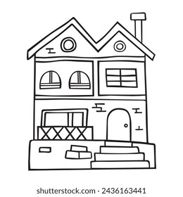 Dutch house in flat style. Objection era architecture, hand drawn vector illustration. These are buildings from Germany, Denmark, and Holland. Three-story cottage. EPS10
