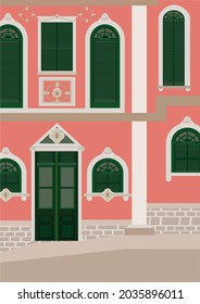 Dutch house wall vector illustration suitable for posters, banners, cards, brochures or covers.