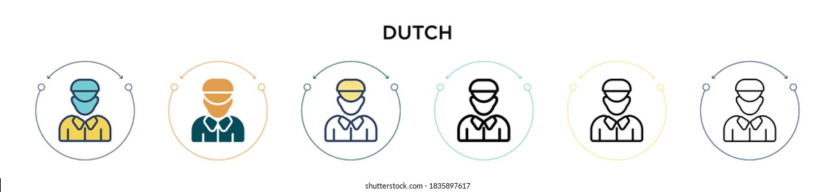Dutch icon in filled, thin line, outline and stroke style. Vector illustration of two colored and black dutch vector icons designs can be used for mobile, ui, web