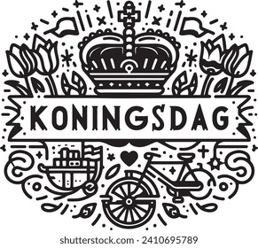 Dutch King's Day celebration logo with cultural icons