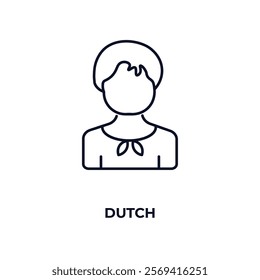 dutch outline icon. Linear vector from people concept. Thin line dutch icon isolated on white background