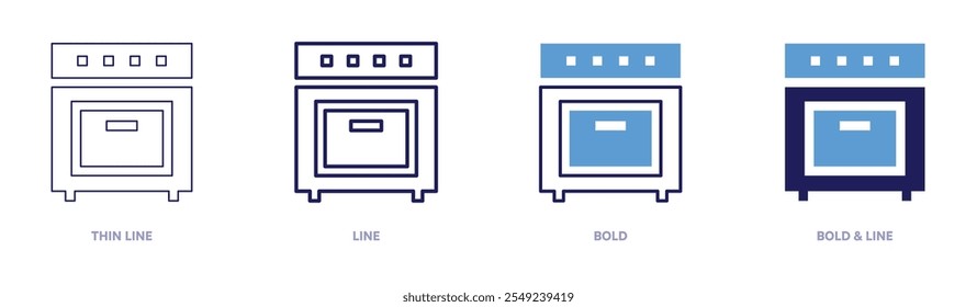 Dutch oven icon in 4 different styles. Thin Line, Line, Bold, and Bold Line. Duotone style. Editable stroke.