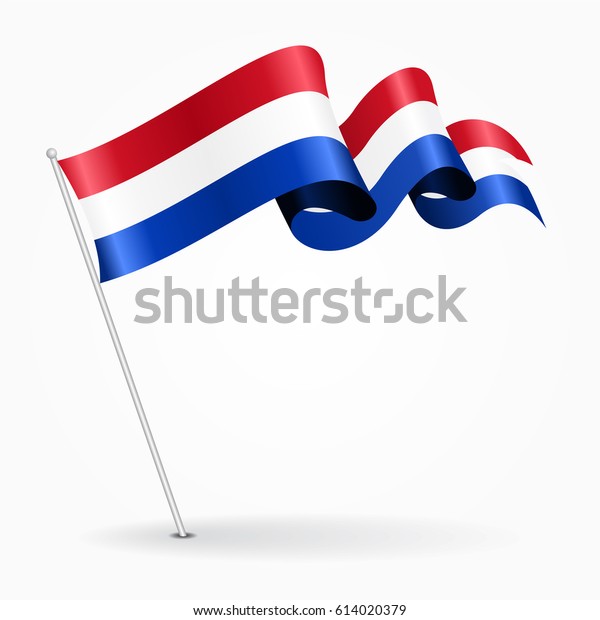 Dutch pin icon\
wavy flag. Vector\
illustration.