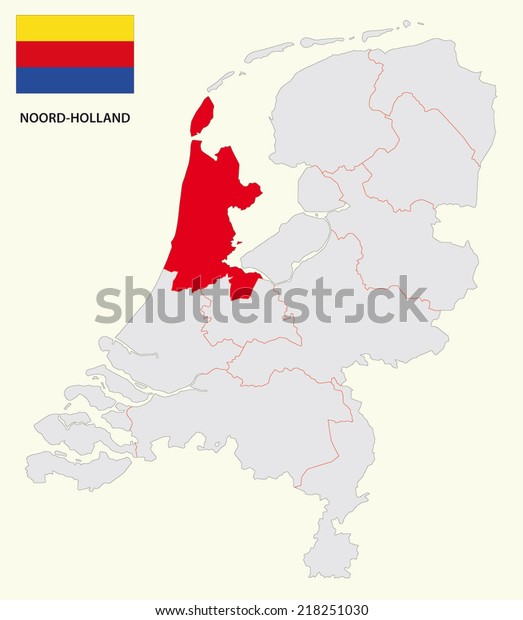 Dutch Province North Holland Map Flag Stock Vector Royalty Free