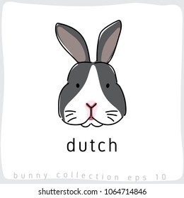 Dutch Rabbit : Rabbit Breed Collection : Vector Illustration