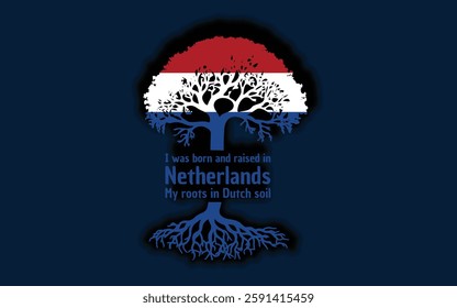 Dutch roots and symbolism: a tree with the Dutch flag, embodying national pride and love for nature	