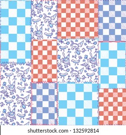 Dutch seamless plaid pattern - delfts blue design