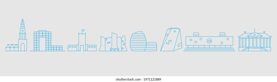 Dutch skyline Groningen vector landmarks