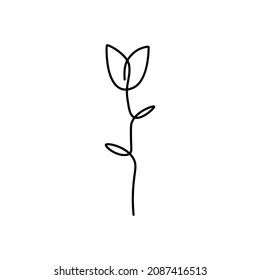 dutch tulip flower in one line art