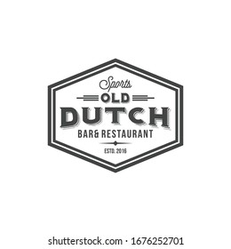 "DUTCH" vintage emblem logo design template. Vector illustration.