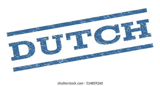 Dutch watermark stamp. Text caption between parallel lines with grunge design style. Rubber seal stamp with unclean texture. Vector cobalt blue color ink imprint on a white background.