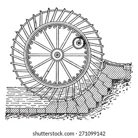 Dutch wheel, vintage engraved illustration. Industrial encyclopedia E.-O. Lami - 1875. 