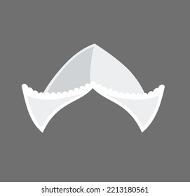 Dutch white bonnet hat, cap. Traditional national woman costume element. Netherlandish headdress, isolated female accessory. Vector flat cartoon illustration.