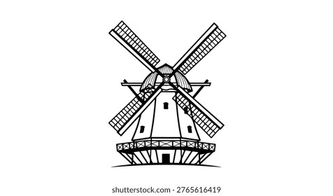 Dutch windmill building farm landmark