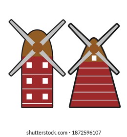 dutch windmill house illustration in flat design
