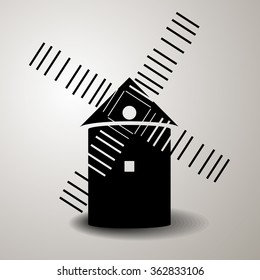 Dutch windmill icon black