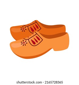 Dutch wooden shoes, klomp. Holland clogs, cartoon vector illustration
