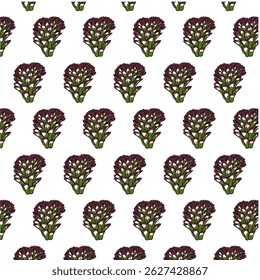 Dutchman's Pipe Cactus flower Seamless Pattern Hand drawn vector line art, Black and Color Flower isolated in white.  Beautiful design for textile, wallpaper, wrapping paper and backgrounds
