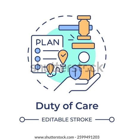 Duty of care multi color concept icon. Protecting travelers. Benefit of travel risk management. Round shape line illustration. Abstract idea. Graphic design. Easy to use in promotional material