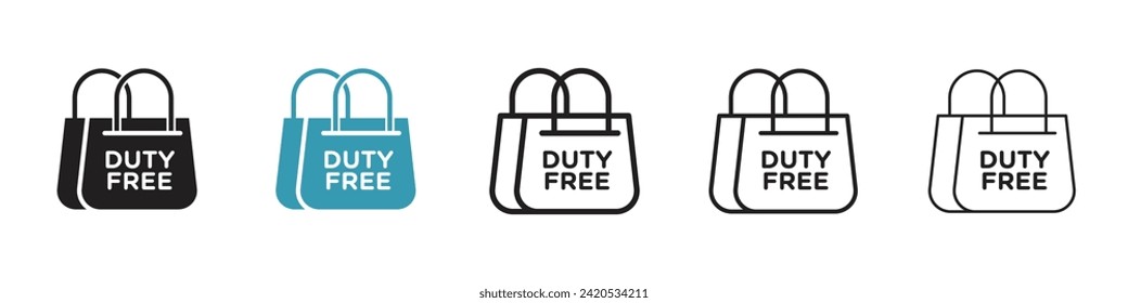 Duty Exemption Vector Icon Set. Airfield Customs Duty-Free vector symbol for UI design.