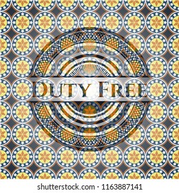 Duty Free arabic style emblem. Arabesque decoration.