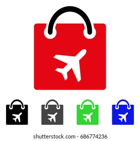 Duty Free Bag flat vector pictogram. Colored duty free bag gray, black, blue, green pictogram versions. Flat icon style for application design.