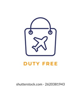 Duty free bag icon, line vector