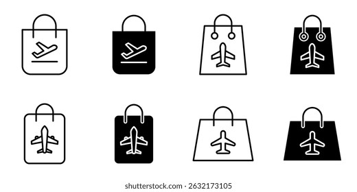 duty free, bag icon set