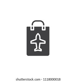Duty free bag vector icon. filled flat sign for mobile concept and web design. Duty free shopping bag simple solid icon. Symbol, logo illustration. Pixel perfect vector graphics