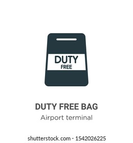 Duty free bag vector icon on white background. Flat vector duty free bag icon symbol sign from modern airport terminal collection for mobile concept and web apps design.