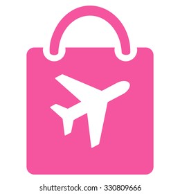 Duty Free Bag vector icon. Style is flat pink symbol, rounded angles, white background.