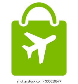 Duty Free Bag vector icon. Style is flat eco green symbol, rounded angles, white background.